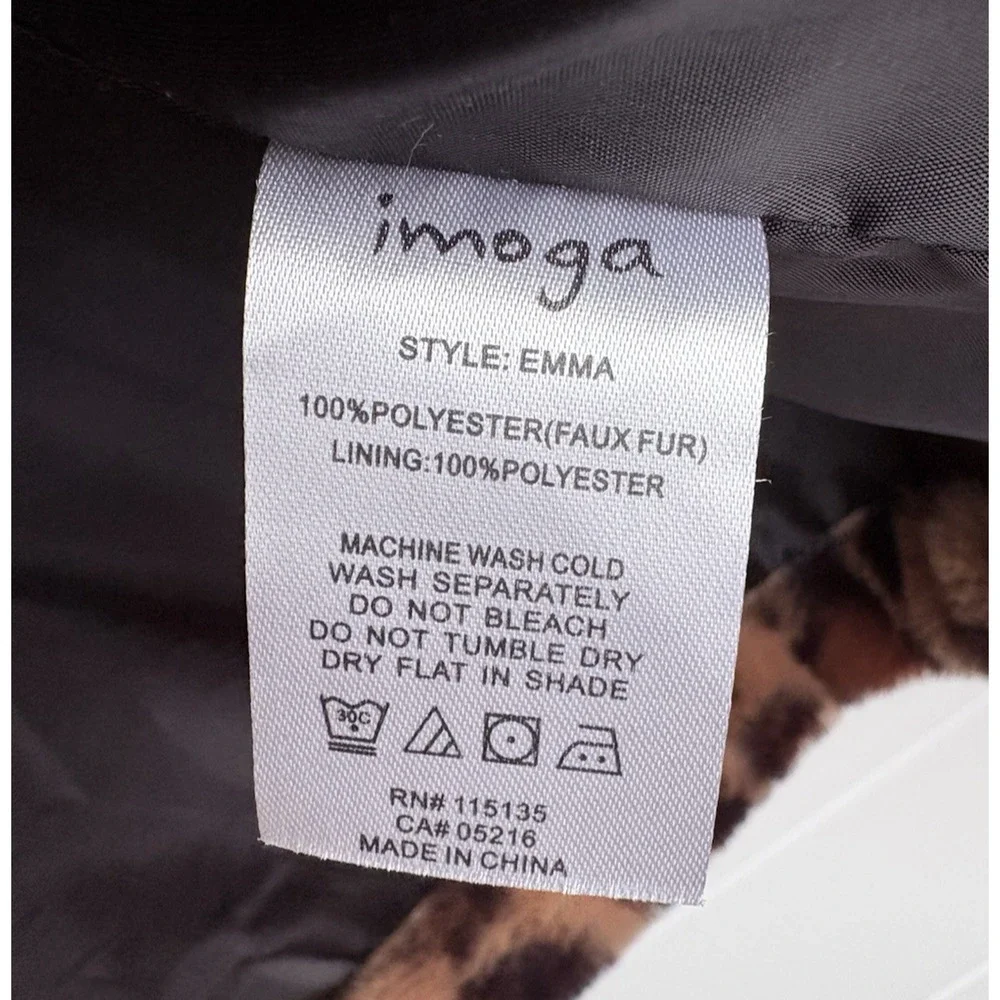 IMOGA Emma Leopard Faux Fur Coat Girls Size 10 Animal Print Jacket Red Trim